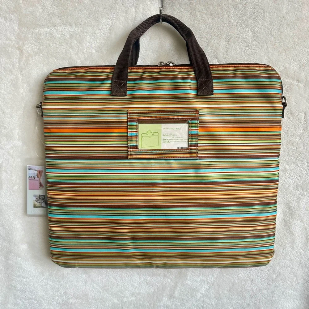 Casauri Striped Padded Briefcase Envelope Medium Laptop Case in Sunstripe